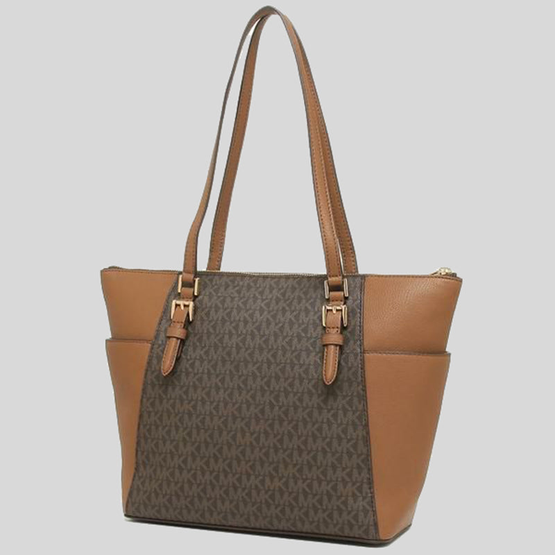 Michael Kors Charlotte Tote In Signature Canvas Brown 35T0GCFT3B