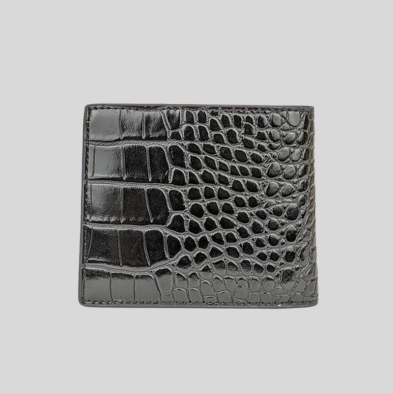 Michael Kors Cooper Crocodile Embossed Leather Billfold Wallet 36F1LC0F1E Black