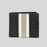 Michael Kors Cooper Signature Canvas with Stripe Billfold Wallet With Passcase 36F1LC0F6B Black Multi