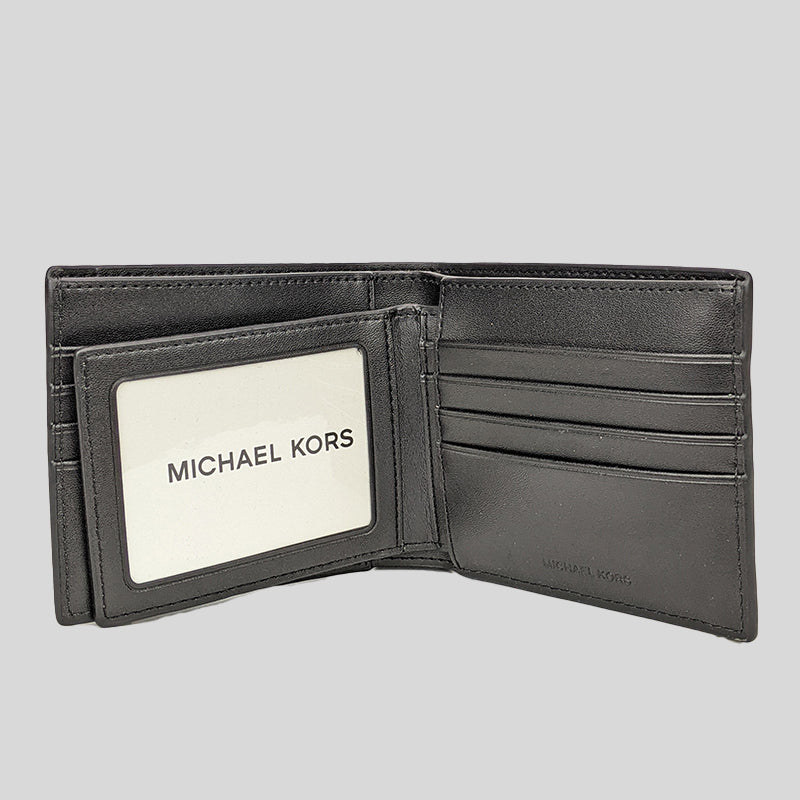 Michael Kors Cooper Pebbled Leather Billfold Wallet With Passcase 36F9LC0F2L Navy