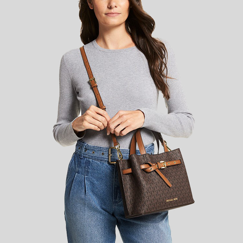Michael Kors Emilia Small Logo Satchel 35H0GU5S1B Brown