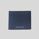 Michael Kors Harrison Crossgrain Leather Billfold Wallet With Coin Pocket Navy 36U9LHRF3L