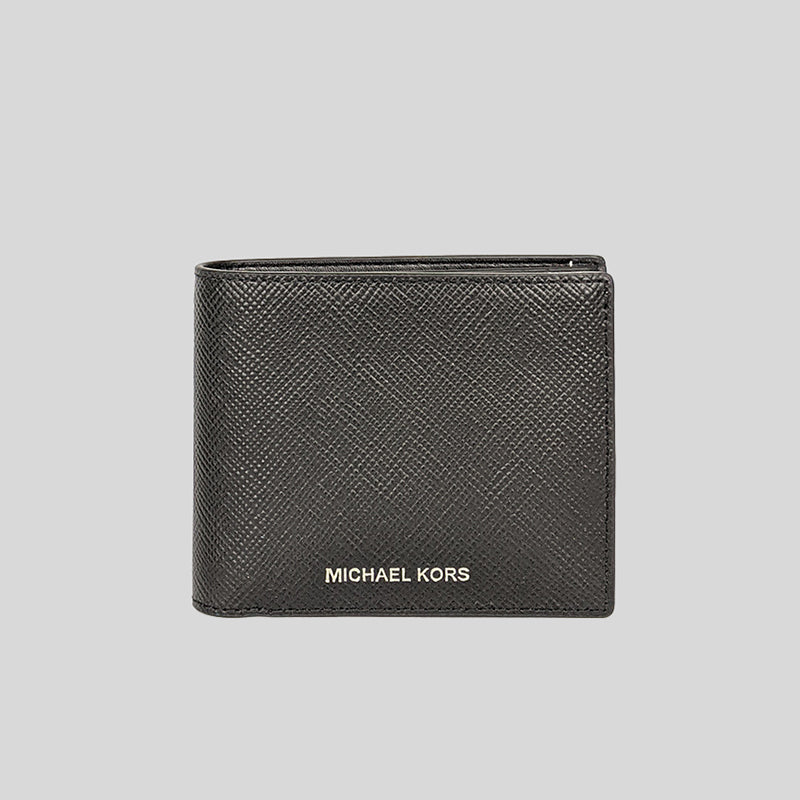 Michael Kors Harrison Leather Billfold Wallet With Passcase Black 36U9LHRF6L
