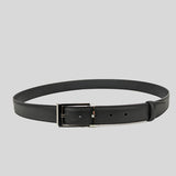 Montblanc Men's Rectangular Shiny Stainless Steel And Black Enamel Pin Buckle Black Belt 123891