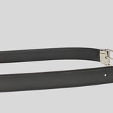 Montblanc Men's Rectangular Shiny Stainless Steel And Black Enamel Pin Buckle Black Belt 123891