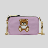 Moschino Couture Teddy Embroidered Chain Crossbody Bag Soft Lilac A7525 lussocitta lusso citta