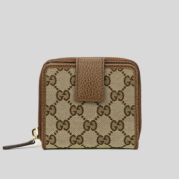 GUCCI Women's Signature GG Small Bifold Wallet Beige Brown 346056