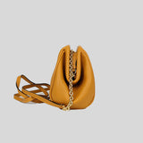 Salvatore Ferragamo Calf Leather Chain Crossbody Bag Clutch Olivello 0752761