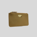 Salvatore Ferragamo Grained Calf Zip Card Case/Small Wallet Camel 0753026