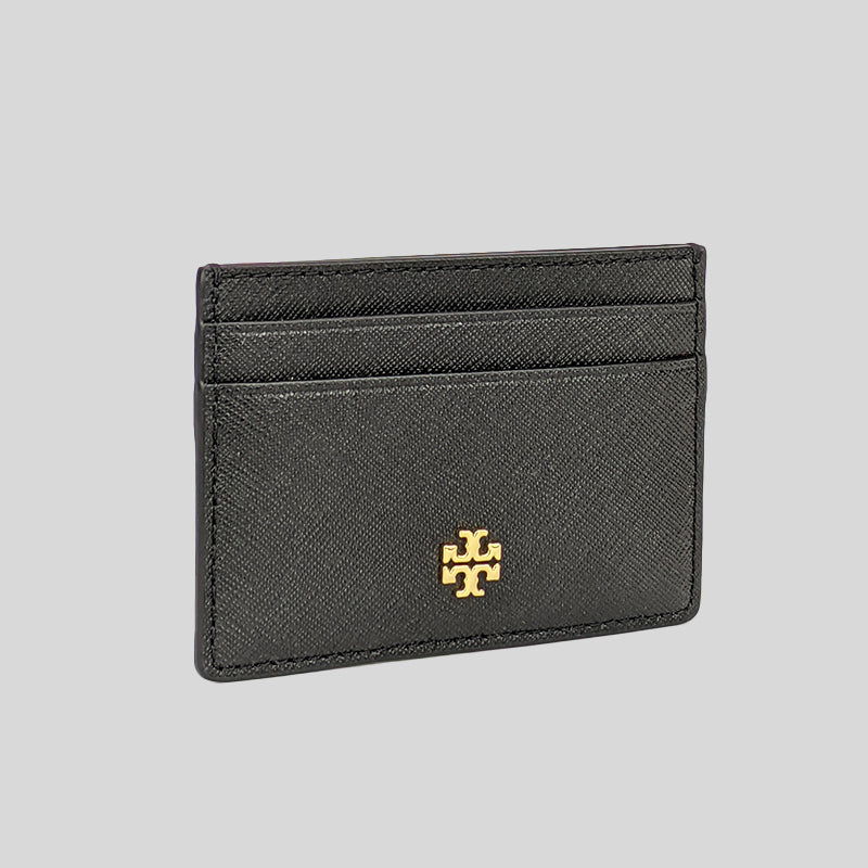 Tory Burch Emerson Leather Slim Card Case 52904 Black