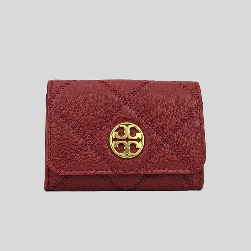 Tory Burch Willa Quilted Leather Card Case Redstone 87866 lussocitta lusso citta