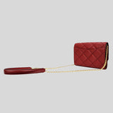 Tory Burch Willa Quilted Leather Chain Wallet Red Stone 87867