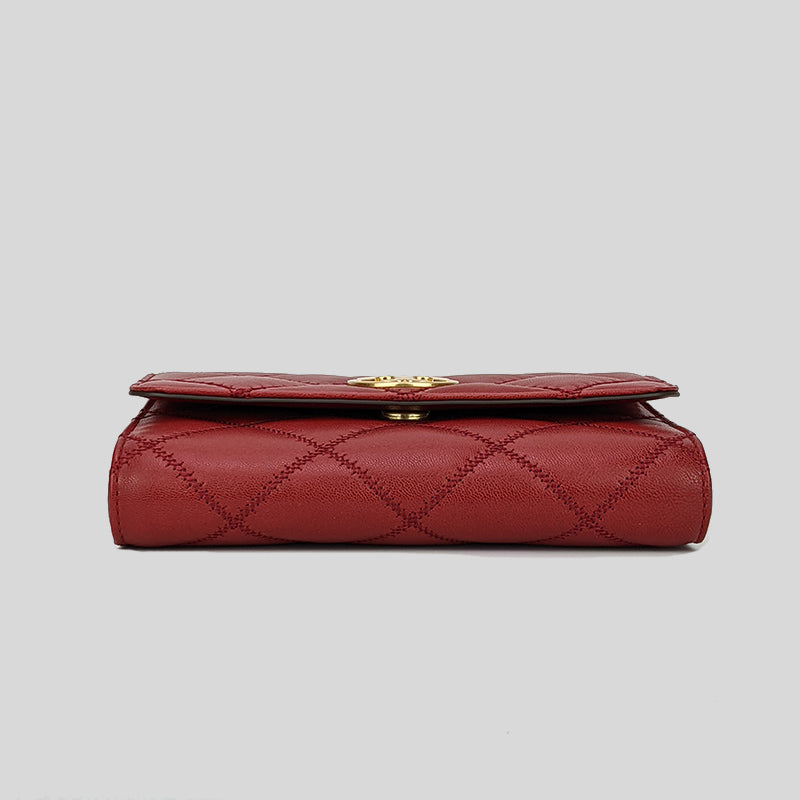 Tory Burch Willa Quilted Leather Chain Wallet Red Stone 87867