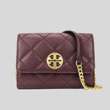 Tory Burch Willa Quilted Leather Chain Wallet Claret 87867 lussocitta lusso citta