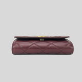 Tory Burch Willa Quilted Leather Chain Wallet Claret 87867