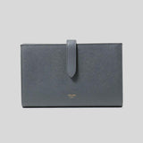 CELINE Large Strap Wallet In Grained Calfskin Medium Grey 10B643 lussocitta lusso citta