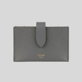 CELINE Accordion Card Holder In Grained Calfskin Medium Grey 10B693 lussocitta lusso citta