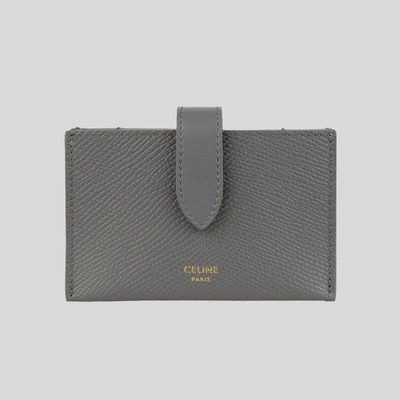 CELINE Accordion Card Holder In Grained Calfskin Medium Grey 10B693 lussocitta lusso citta