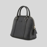 GUCCI Micro GG Leather Dome Crossbody Bag Black 449663
