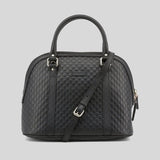 GUCCI Micro GG Leather Dome Crossbody Bag Black 449663 lussocitta lusso citta