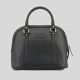 GUCCI Micro GG Leather Dome Crossbody Bag Black 449663