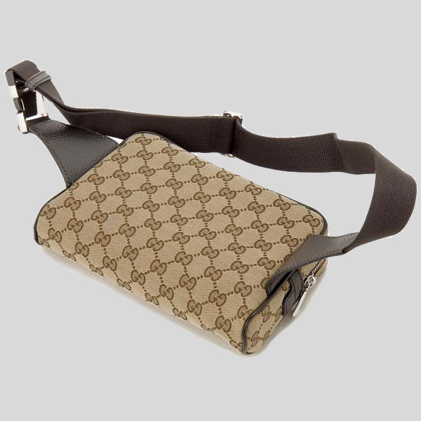 GUCCI Signature GG Canvas Unisex Waist Belt Bag Beige 449174