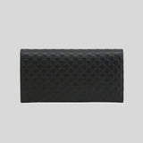 GUCCI Women Microguccissima GG Logo Leather Envelope Wallet Black 449396