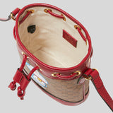 GUCCI X DORAEMON Mini Vintage GG Supreme Monogram Mini Bucket Bag Beige Cherry Red 647801