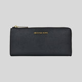 Michael Kors Jet Set Travel Large Saffiano Leather Quarter-Zip Wallet Black 35T6GTVE3L