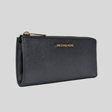 Michael Kors Jet Set Travel Large Saffiano Leather Quarter-Zip Wallet Black 35T6GTVE3L