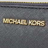 Michael Kors Jet Set Travel Large Saffiano Leather Quarter-Zip Wallet Black 35T6GTVE3L