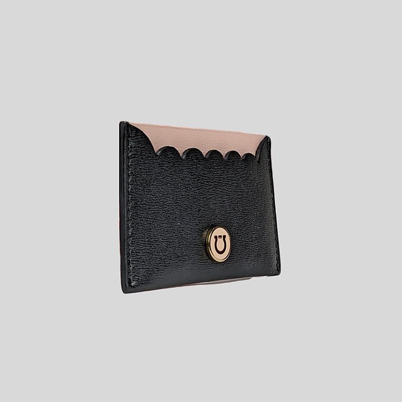 Salvatore Ferragamo Women's Calf Leather Card Holder Black Pink 0700245