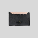 Salvatore Ferragamo Women's Calf Leather Card Holder Black Pink 0700245
