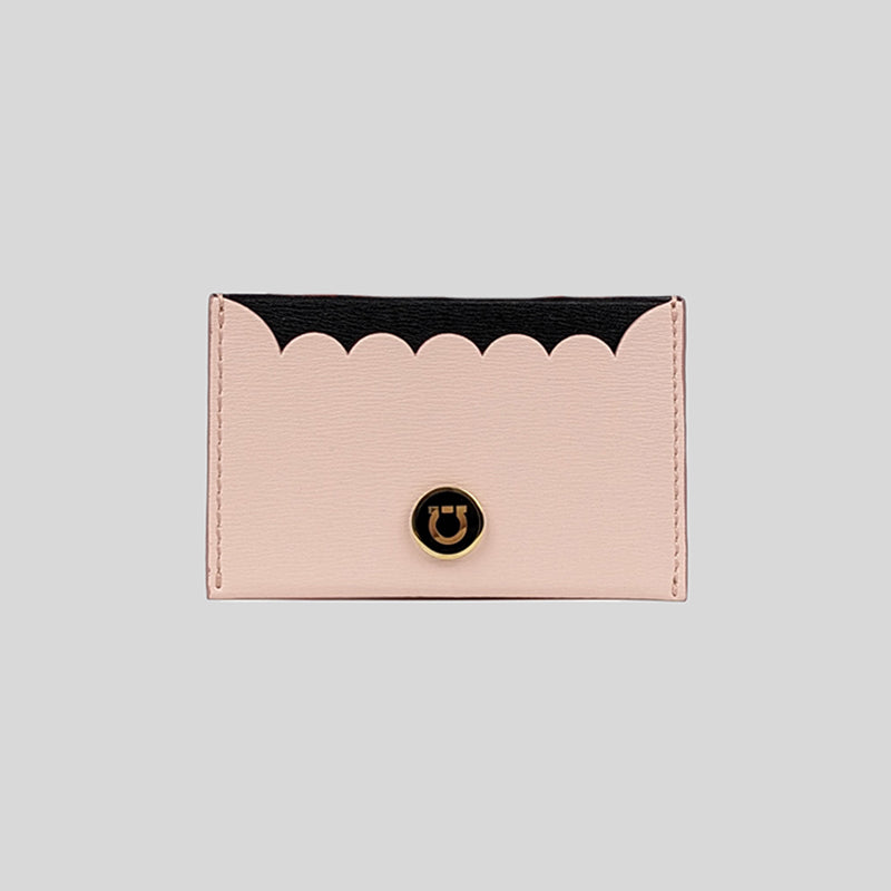 Salvatore Ferragamo Women's Calf Leather Card Holder Pink Black 0700246 lussocitta lusso citta