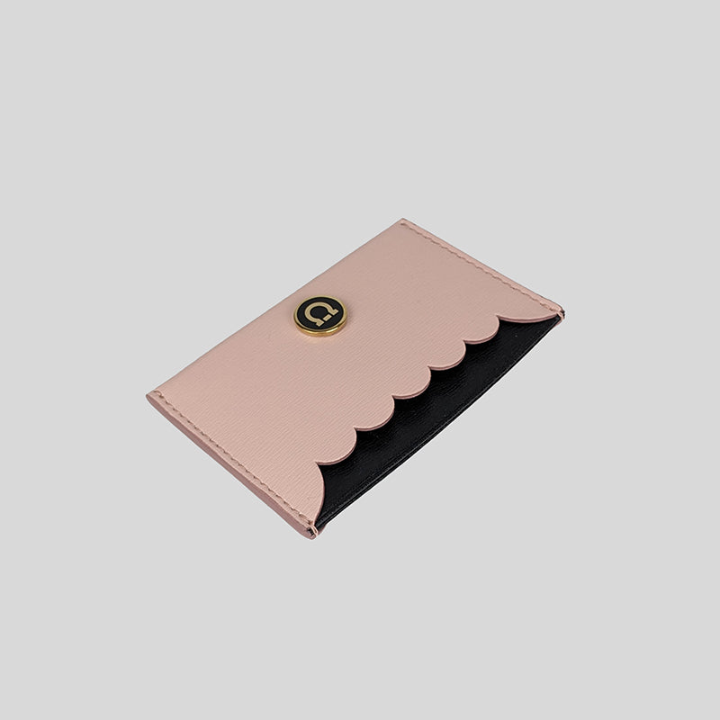 Salvatore Ferragamo Women's Calf Leather Card Holder Pink Black 0700246