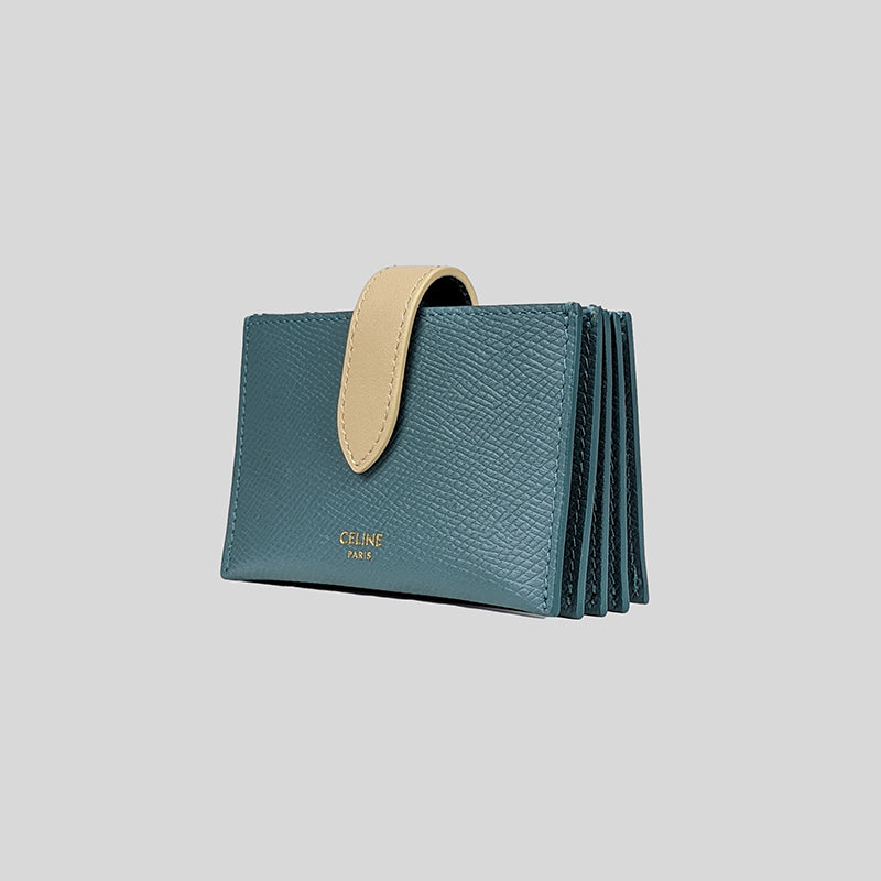 CELINE Accordion Card Holder In Bicolour Grained Calfskin 10B693