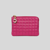 CELINE Small Quilted Pouch With "C" Charm Zip 10B823 Fuchsia Pink lussocitta lusso città