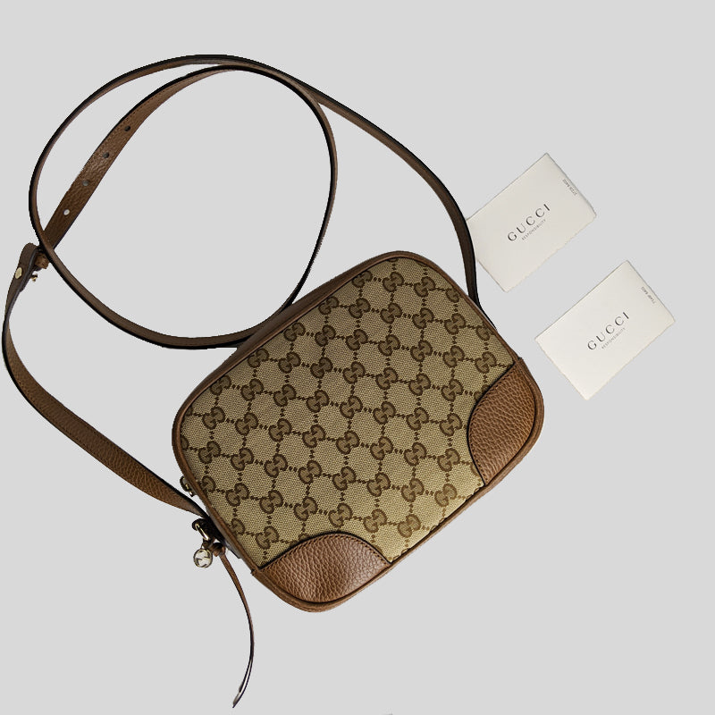 Gucci Brown/Beige GG Canvas and Leather Bree Foldover Bag Gucci