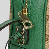 GUCCI Emerald Beige Canvas Leather GG BREE Crossbody Camera Bag 449413