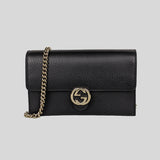 GUCCI Icon GG Interlocking Wallet On Chain Crossbody Bag Black 615523 lussocitta lusso citta