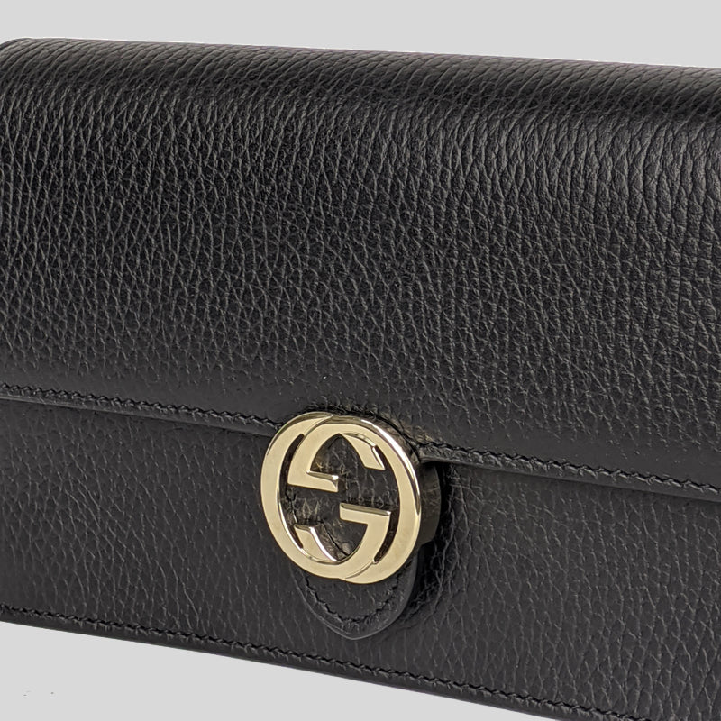 Gucci black purse gold chain sales