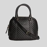 Gucci Micro GG Leather Mini Dome Crossbody Bag Black 449654