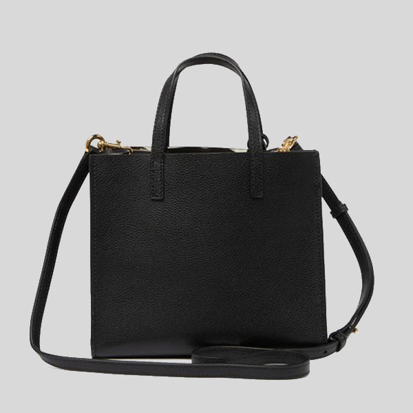 新作★MARC JACOBS 4R3HTT020H02 Mini Grind Leather Tote Marc Jacobs Mini Grind Coated Leather Tote Black M0015685