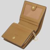 Coach Snap Wallet In Signature Canvas Light Khaki Saddle C3309