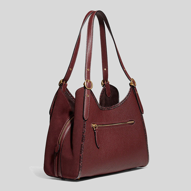 Coach Lori Shoulder Bag With Snakeskin Detail Wine C5266