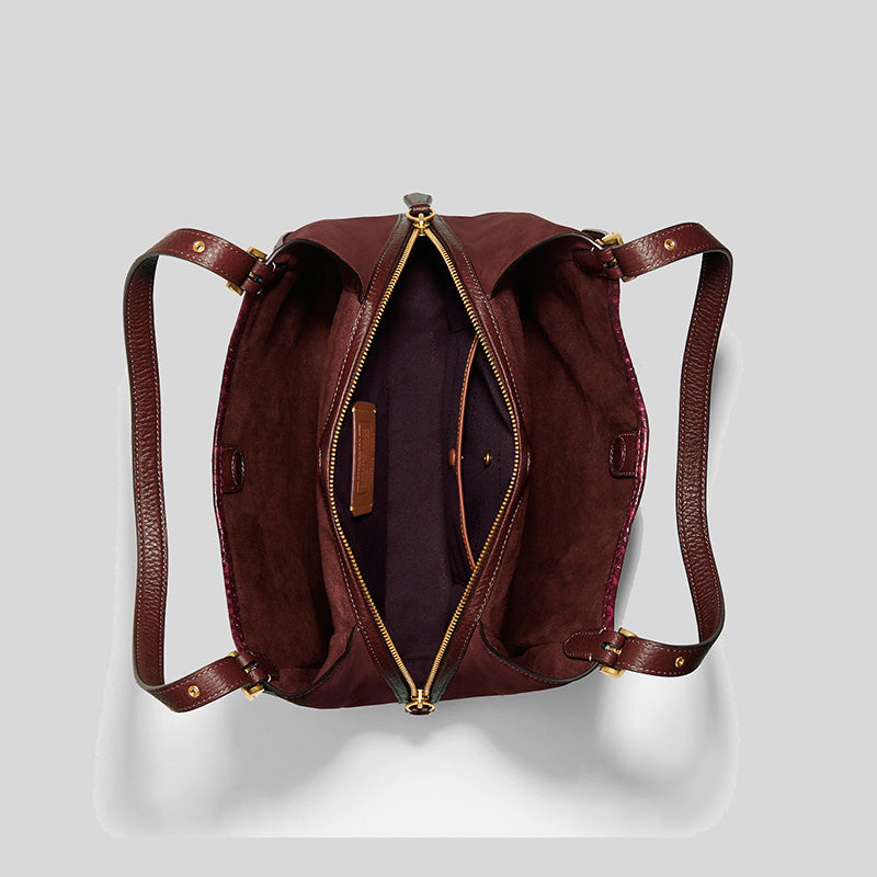 Coach Lori Shoulder Bag With Snakeskin Detail Wine C5266