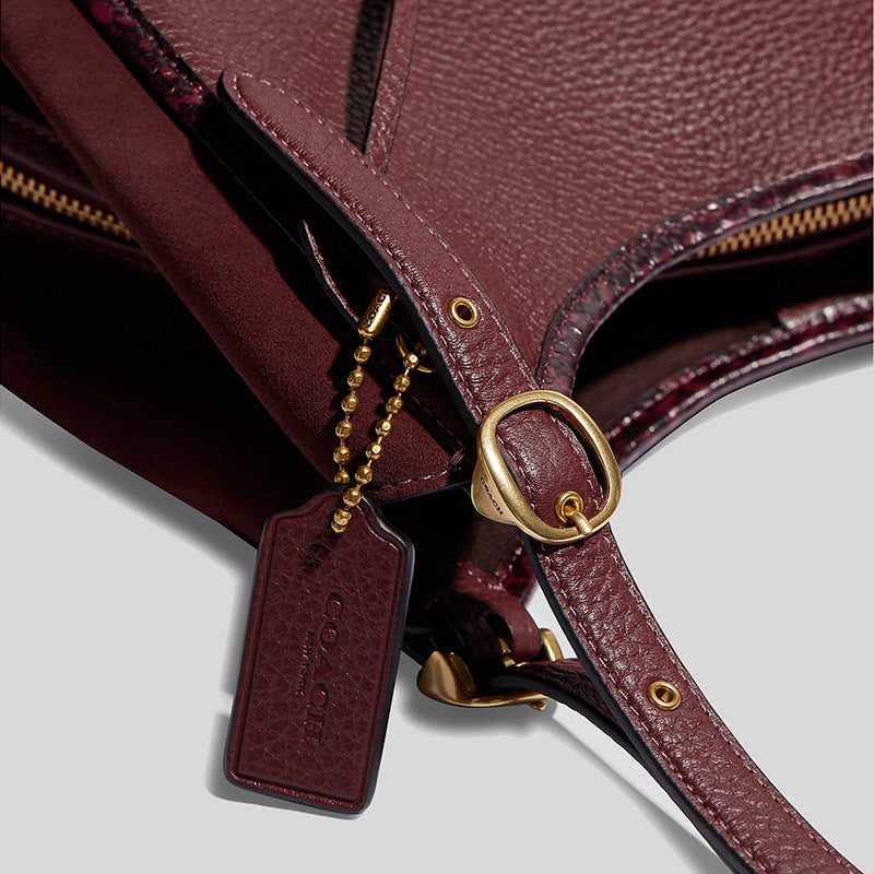 Coach Lori Shoulder Bag With Snakeskin Detail Wine C5266