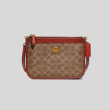 Coach Slim Turnlock Crossbody In Signature Canvas Tan/Rust C6661
