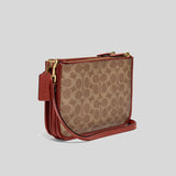 Coach Slim Turnlock Crossbody In Signature Canvas Tan/Rust C6661