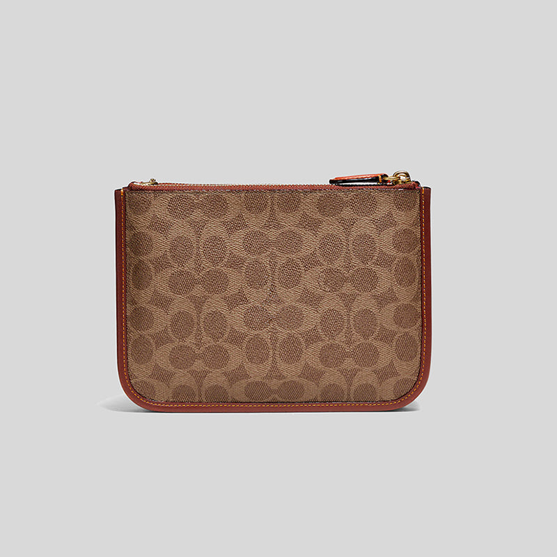Coach Slim Turnlock Crossbody In Signature Canvas Tan/Rust C6661